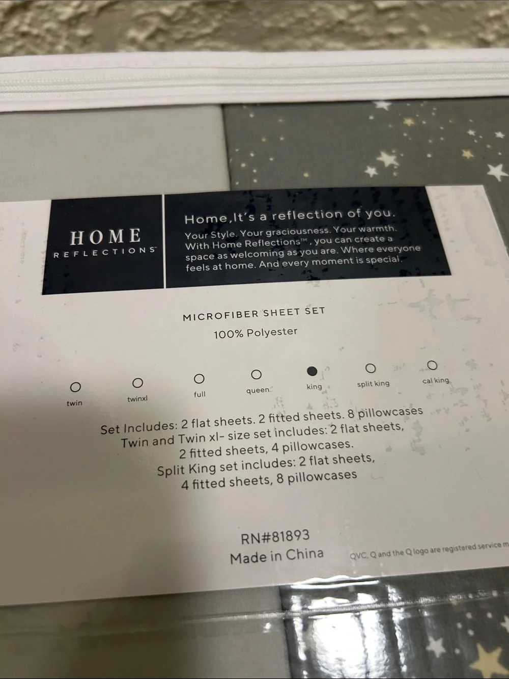 HOME REFLECTIONS Grey & Star Pattern 2 KING SIZE SHEET SETS FACTORY FRESH NEW